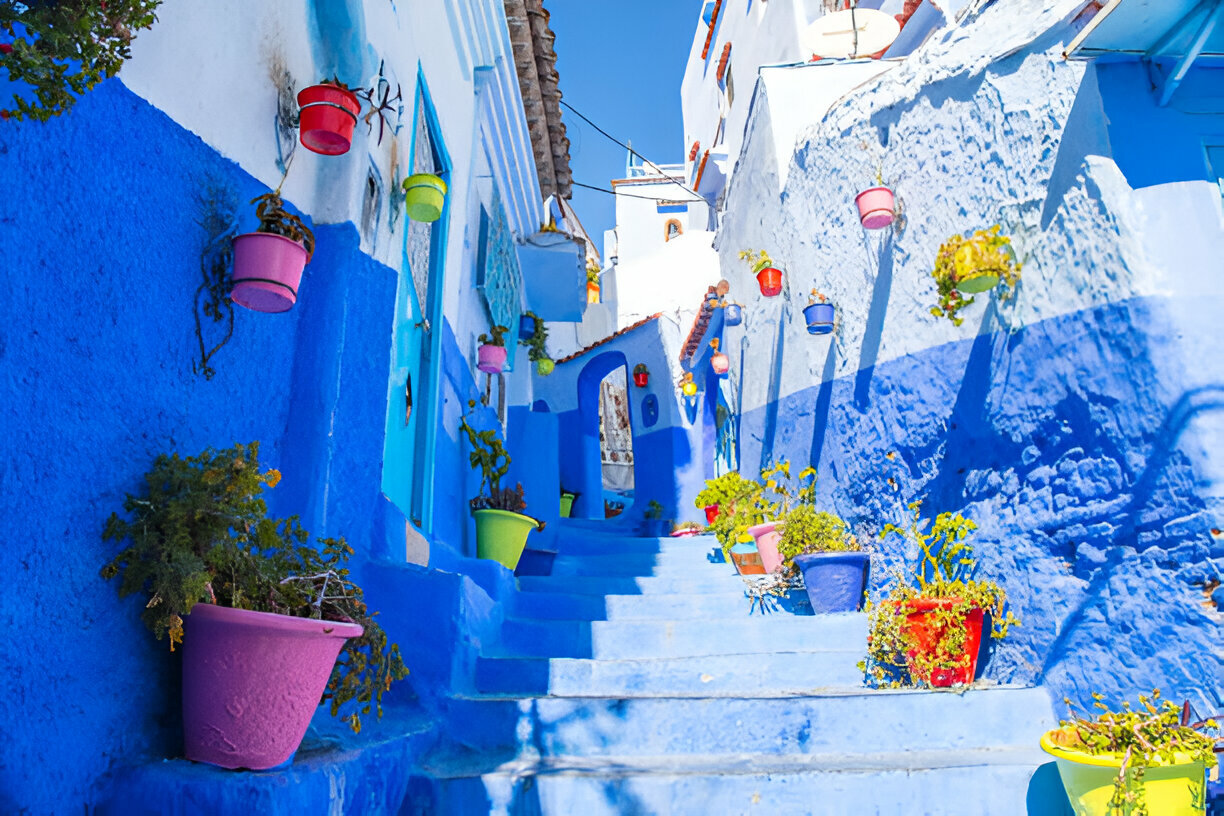Blue streets of Chefchaouen Morocco famous travel destination