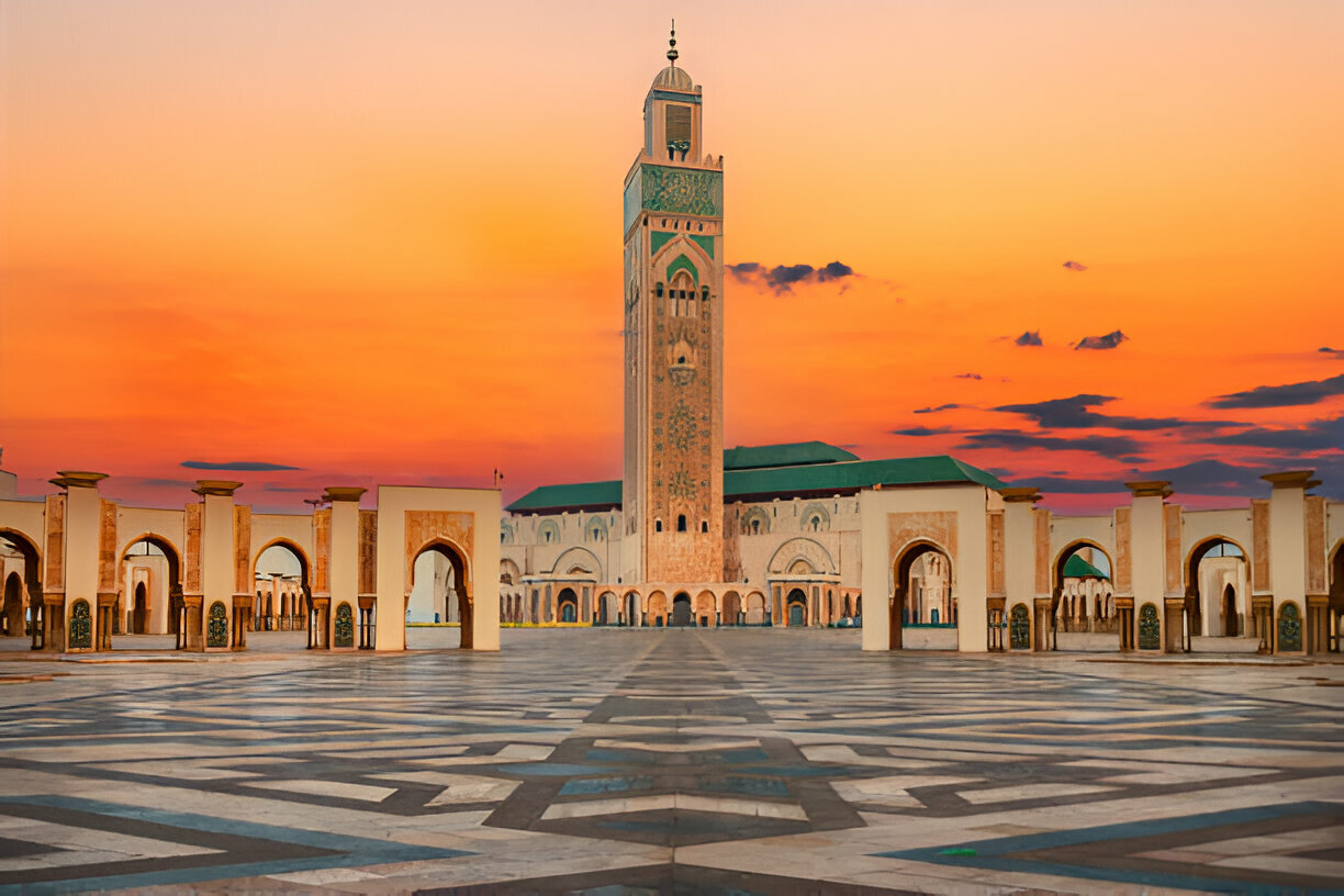 Hassan II Mosque Casablanca Morocco overlooking the Atlantic Ocean