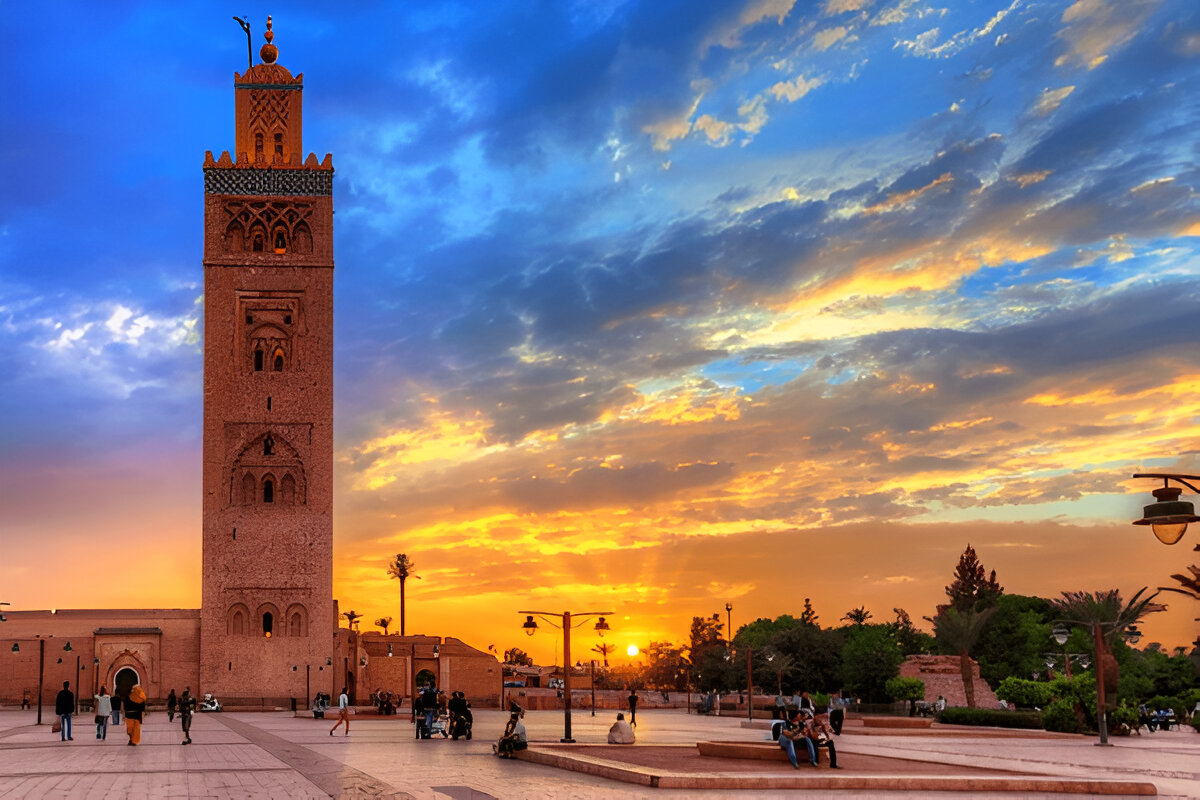 Traditional souk streets in Marrakech Morocco with local shops and culture